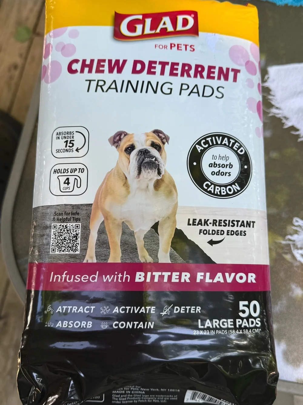 Chew Deterrent Training Pads - Bitter Flavor, Large, GLAD for Pets